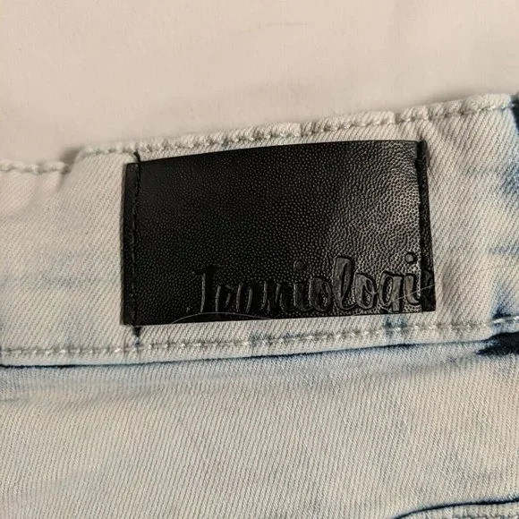 Jeaniologie Acid Wash Blue Denim High Rise Skinny Jeans Distressed Women's 14 - Picture 16 of 16